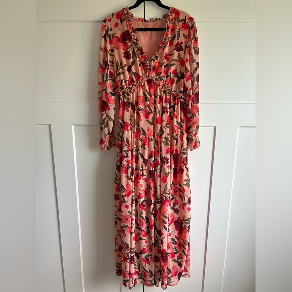 Hazel Blues (Formerly Tara Lynn's) Floral Ruffle Tiered Maxi Dress - XL